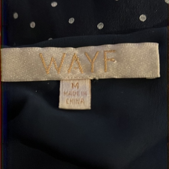 WAYF one shoulder ruffle blue white polka dot mini dress M - Picture 10 of 12